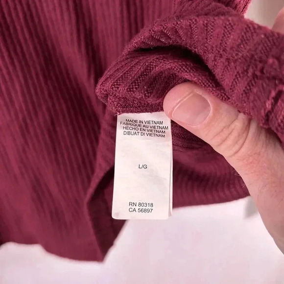 Lucky Brand Blouse Women's Large Red Ribbed Long Sleeve Round Neck Pullover - Picture 5 of 10